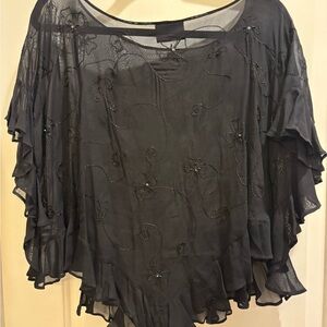 Chic Black Embroidered Women's Blouse